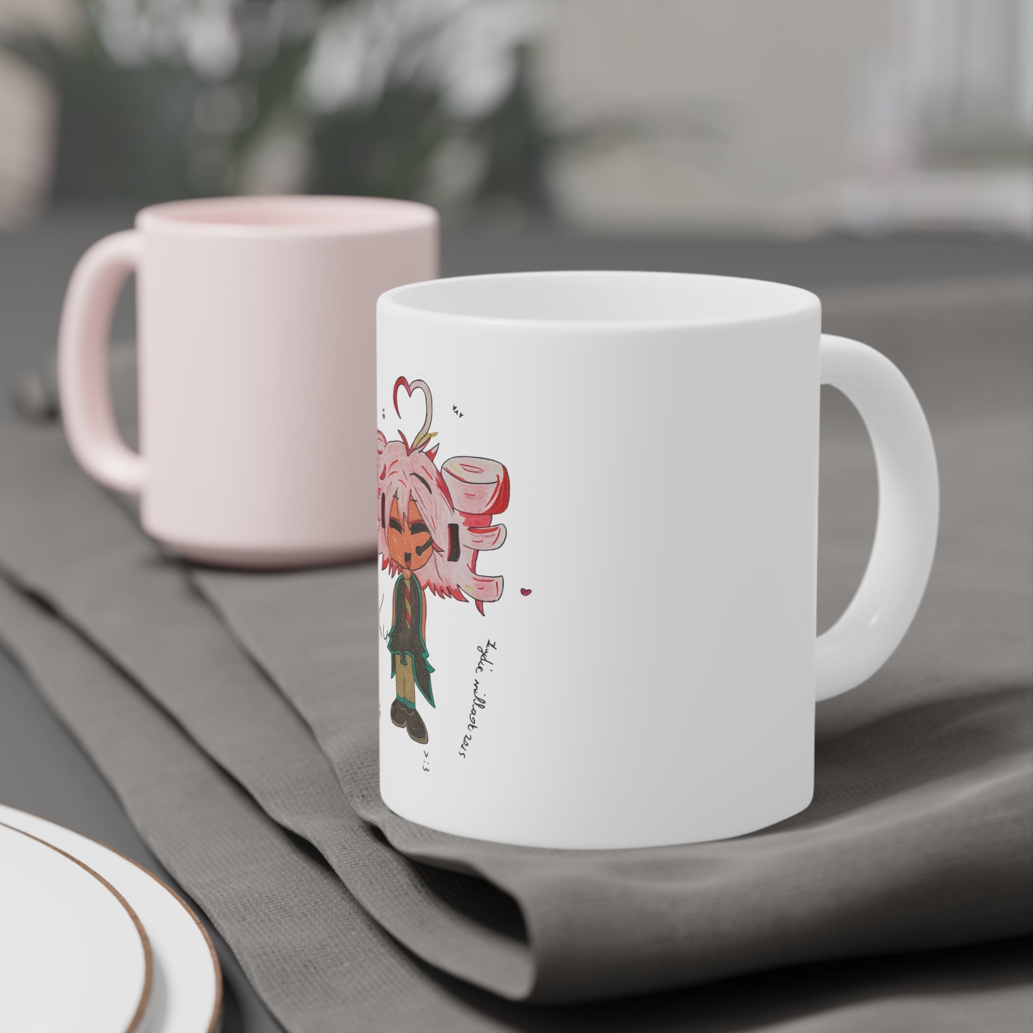 Anime Chibi Girl Mug — Cute Pink Hair Character Coffee Cup (11/15/20oz)