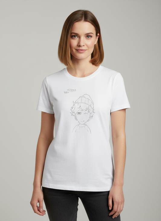 T-shirt à manches courtes en coton avec un joli petit garçon très satisfaisant