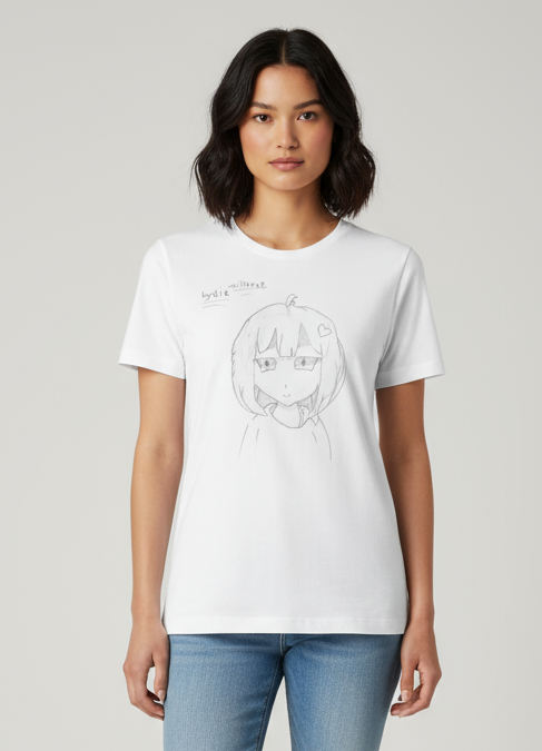 Une très jolie petite fille sur un T-shirt à manches courtes en coton