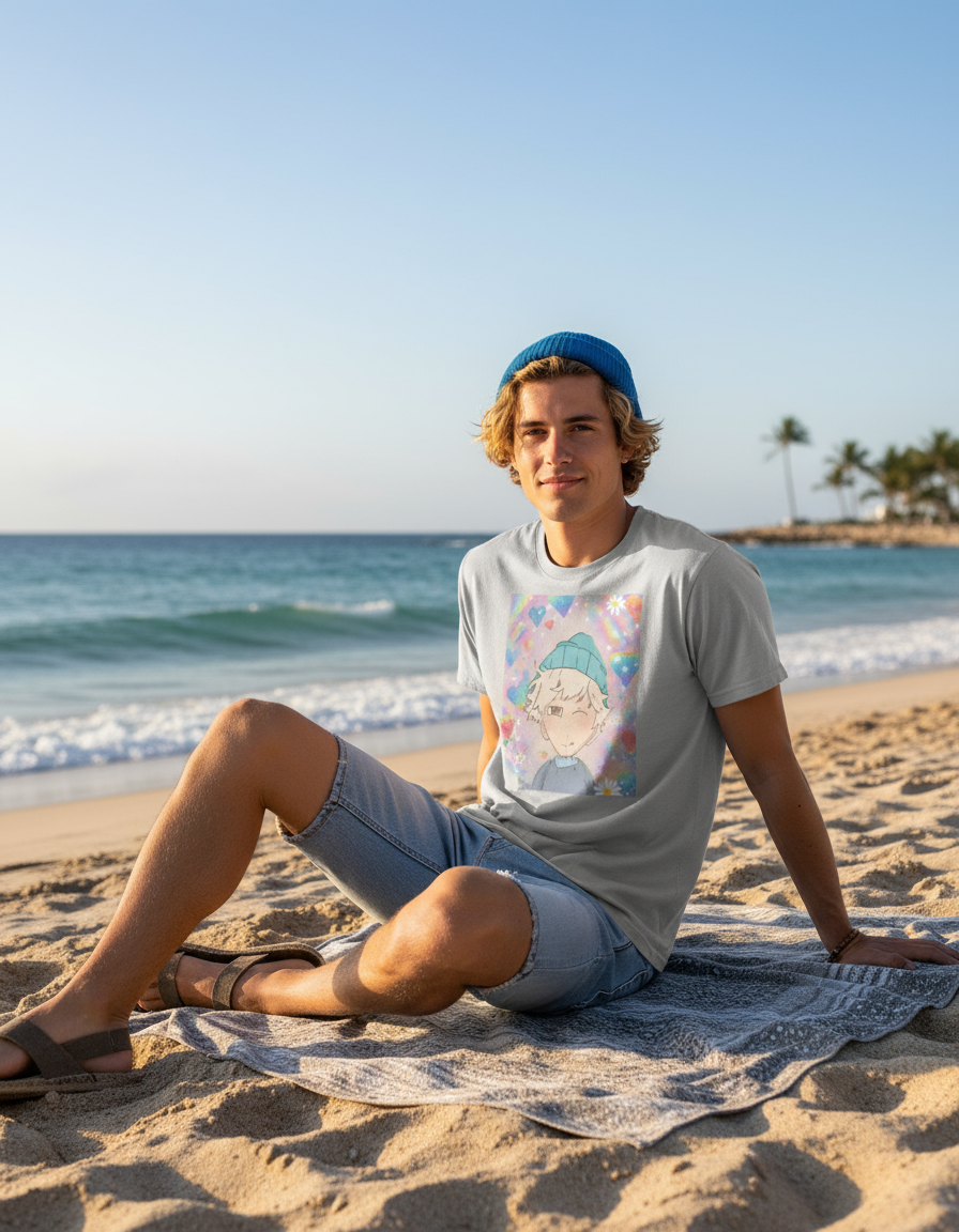 T-shirt à manches courtes en coton pour être beau et à l'aise à la plage
